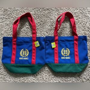 2X Rare NWT 99 Ranch Mini Canvas Tote Bag Year of the Horse Like Trader Joe’s